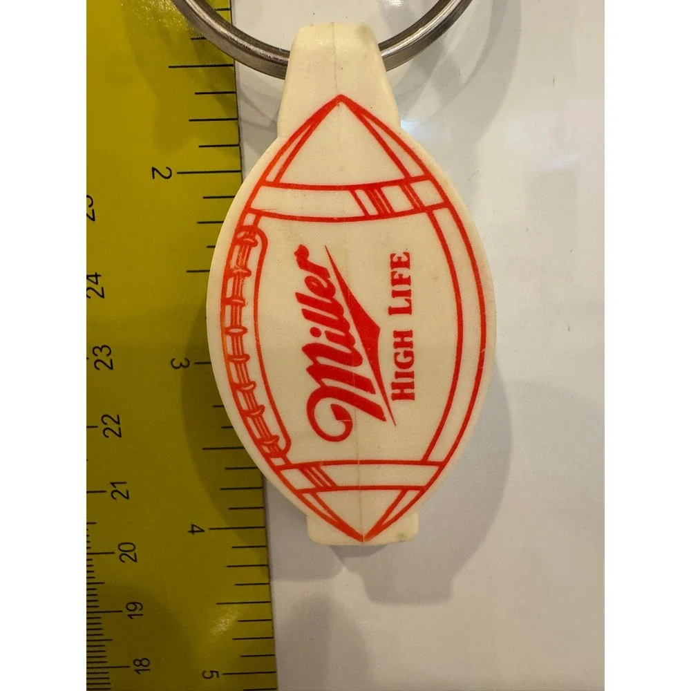 Vintage Miller High Life Beer Keychain Football Bottle Opener Belt Clip Red